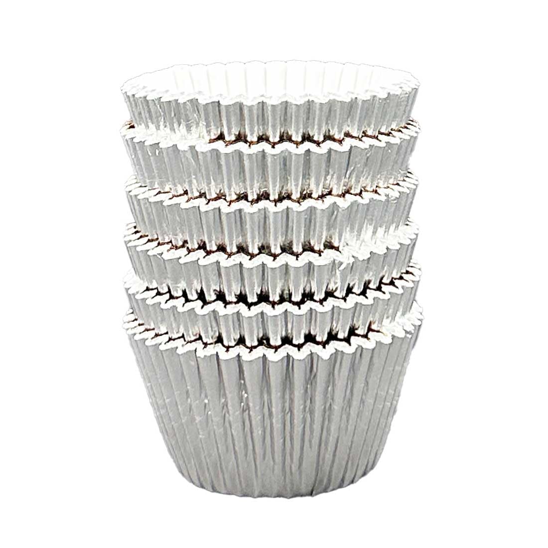 Scrumptious! - 108PC Mini Muffin Cases - Silver Foil - 45GSM 31mm x 23mm Paper Baking Cases - Great for Wedding, Christmas and Festive Themed Party Cakes, Bakes, Sweets and Treats