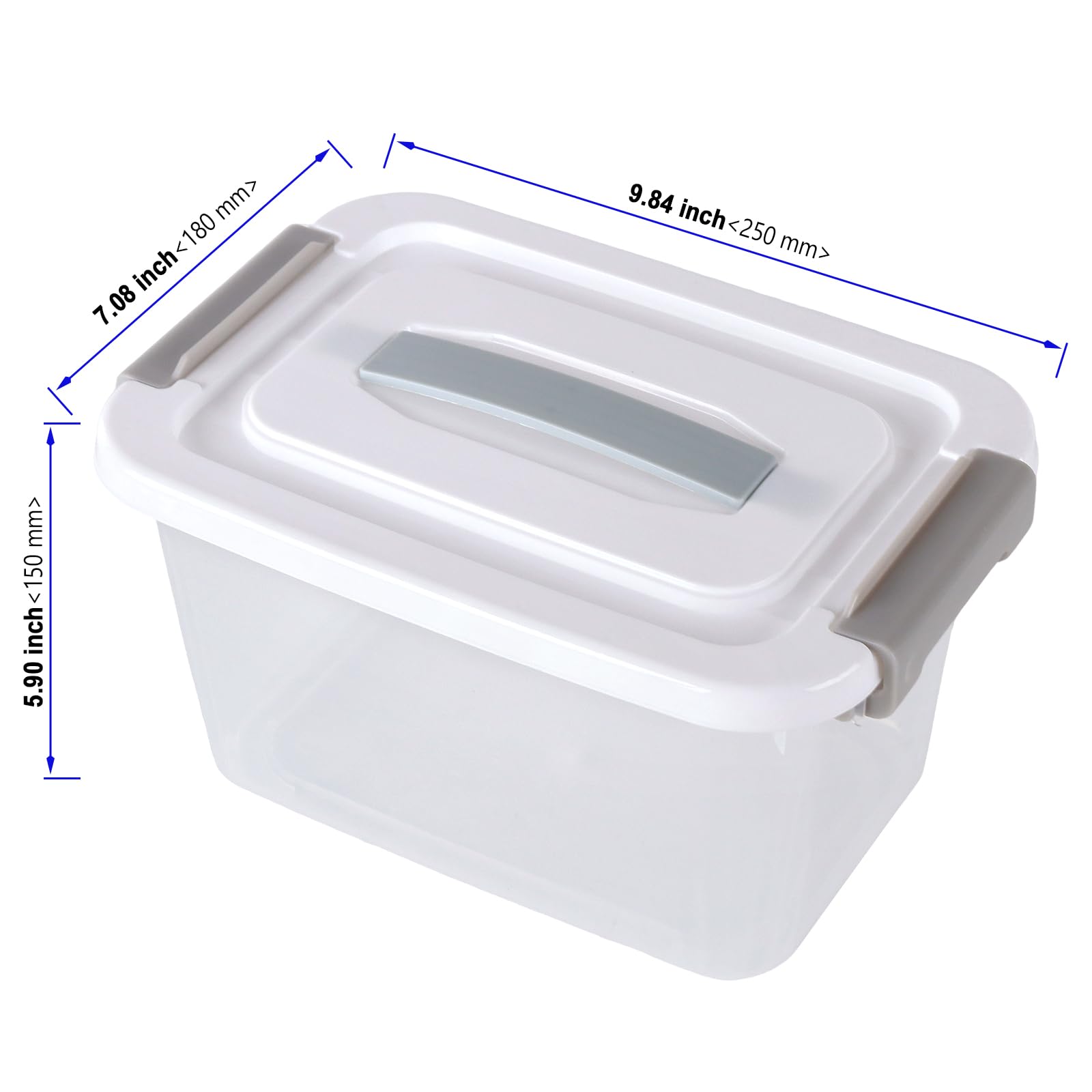 8 scatole di plastica impilabili con coperchio, 5 l, scatole di plastica trasparente con clip di chiusura, 25 x 18 x 15 cm, per cucina, garage e materiale fai da te