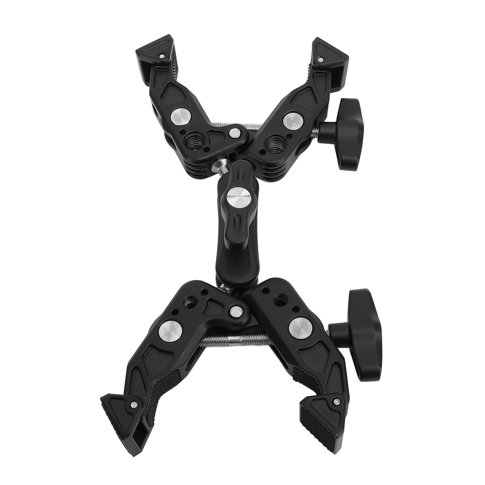 Podwójny uchwyt Super Clamp do mocowania kamery ze stopu aluminium, regulowany adapter zaciskowy z głowicą kulową z interfejsem 1/4 3/8 cala do monitora, oświetlenie LED, sprzęt