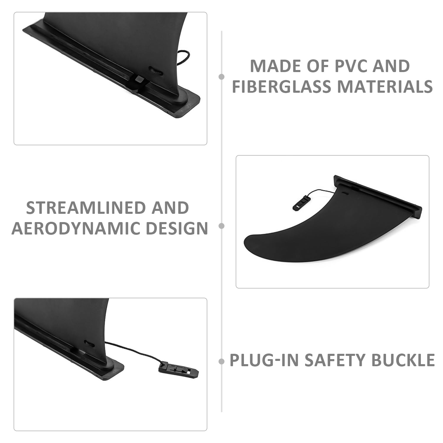 Clip de aleta universal para tabla de surf y paddle, adaptador inflable, liberación rápida, eje de remo ajustable (negro)