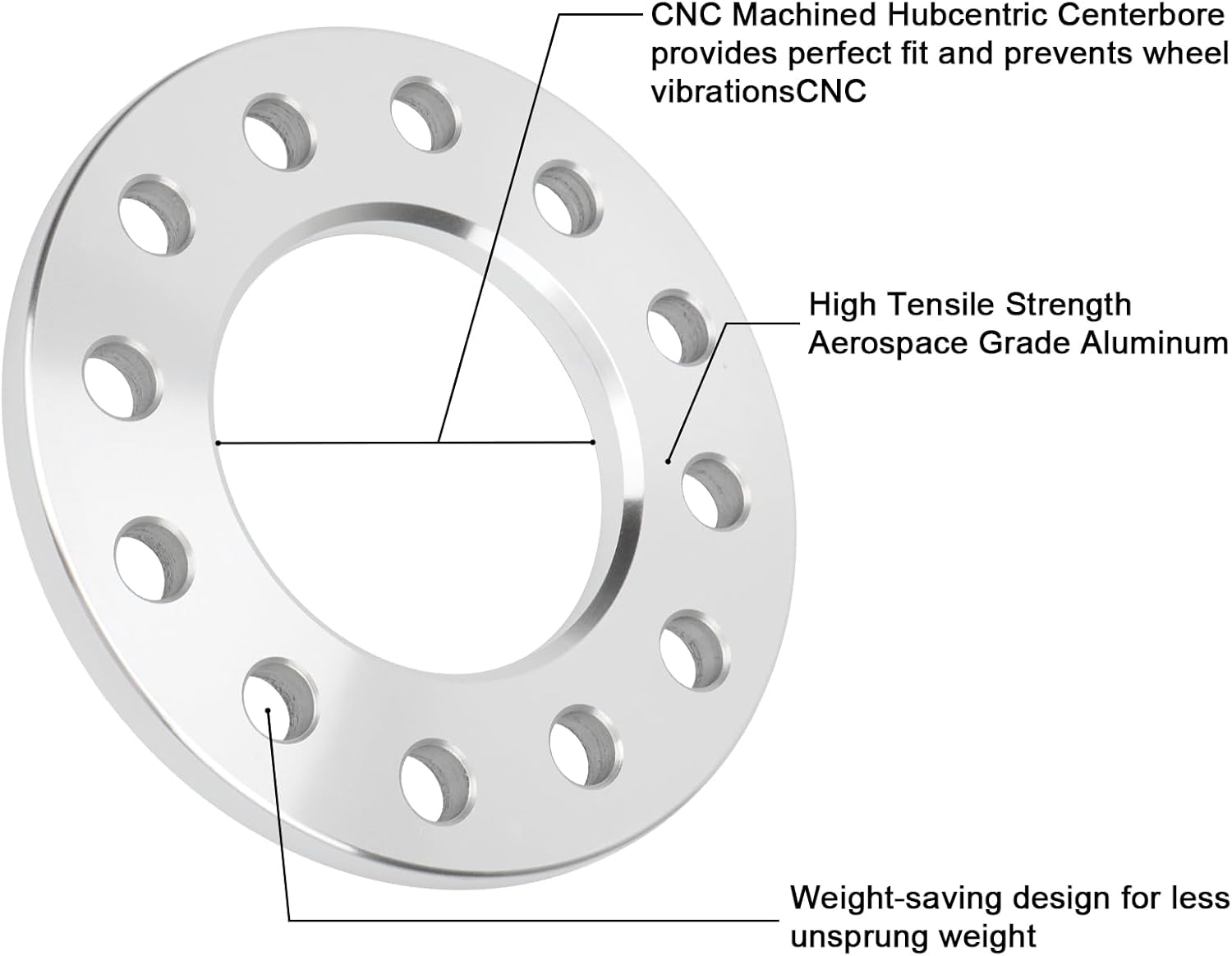 IRONTEK 12mm Wheel Spacers Fit for 6x5.5”, 6x135, 6x139.7mm (ID: 93.1mm, OD: 176mm) Wheel Spacers Adapter fit for Chevrolet/Silverado 1500/Tahoe/Express 1500, for GMC Sierra 1500 Canyon 4PCS