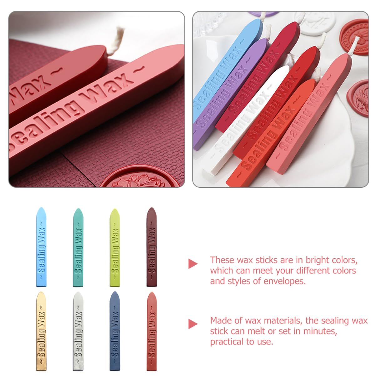 Juego De 3 Barras De Cera Para Sellar Documentos Con Mechas 12 8 Unidades X 3