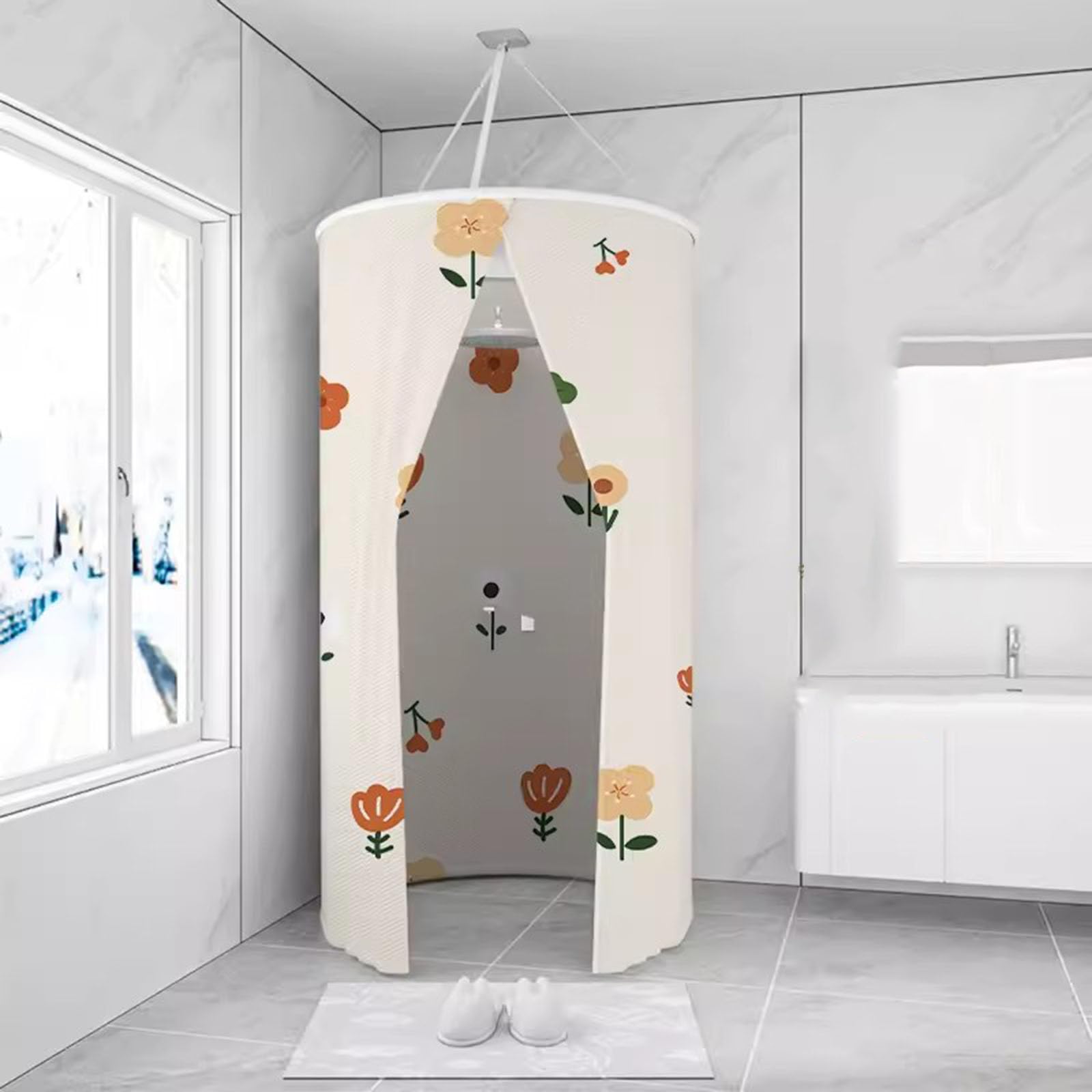 Douche Portable Rideau De Douche Circulaire WINARA - Double Fermeture éclair - Isolation Thermique - Polyester - 1x2m Rideau Douche Isolant Douche Portable Rideau De Douche Circulaire WINARA - Double Fermeture éclair - Isolation Thermique - Polyester - 1x2m Rideau Douche Isolant