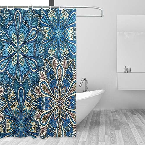 ALAZA Shower Curtain, Turquoise Blue Plaid Bathroom Waterproof Polyester Curtains Accessories With Hooks For Home Decorative (153cm x 183cm)