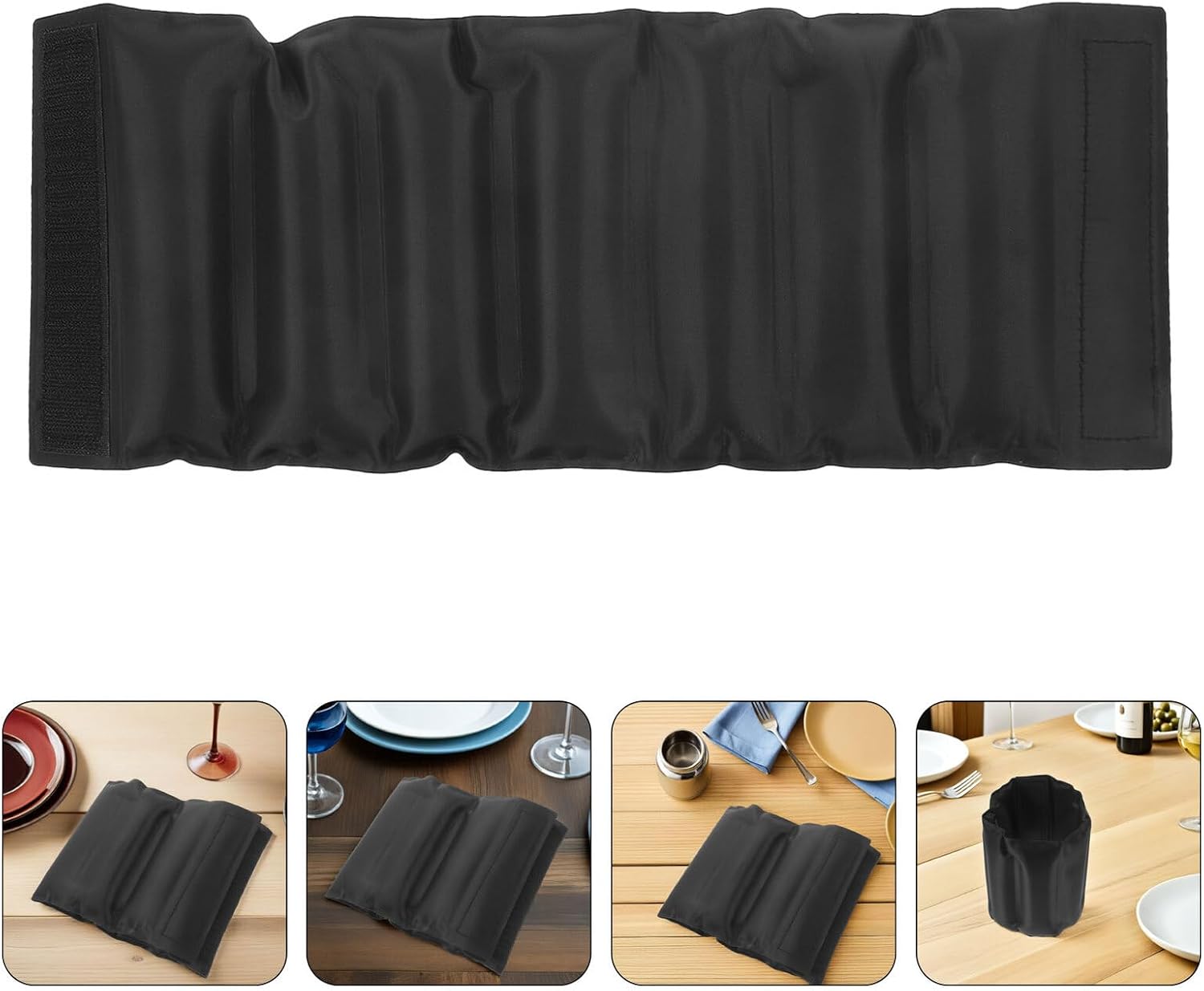 Reusable Insulated Wine Bottle Cooler Sleeve Black Soft Gel Ice Pack Wrap with Hook-and-loop Fastener 2pcs for Household Outdoor Parties and Festive Gatherings