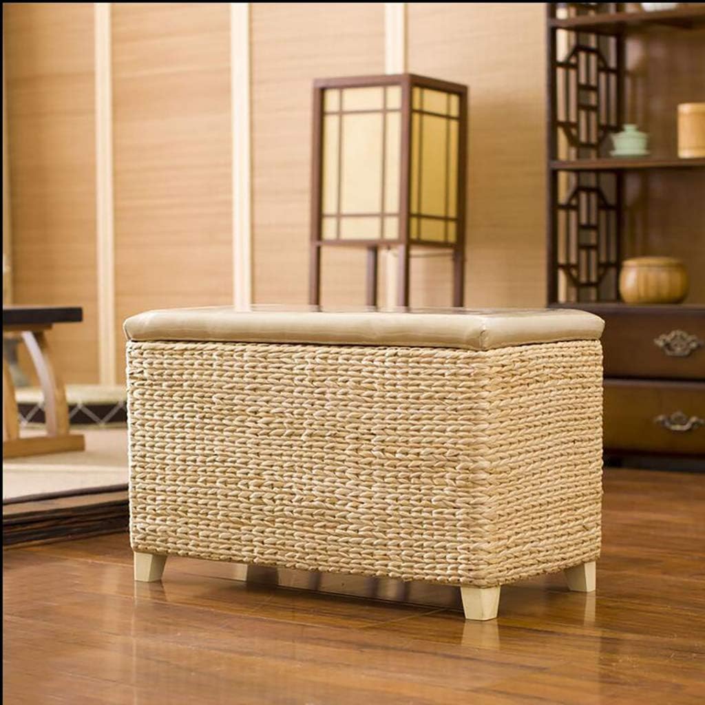 Ottoman en rotin de 50 cm pour optimiser l'espace et ranger les jouets