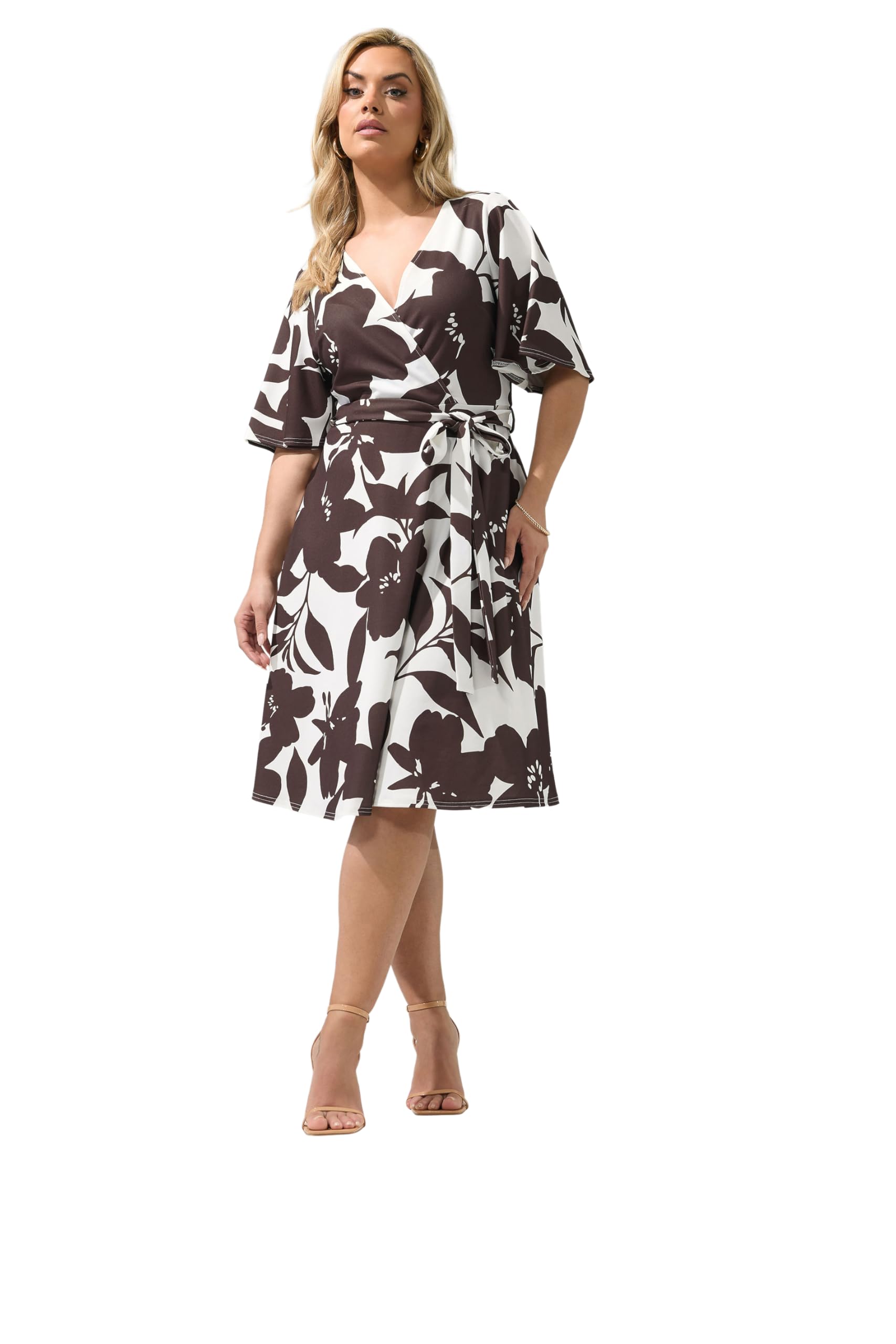 Yours Women's Floral Wrap Mini Dress in White | Size: 24