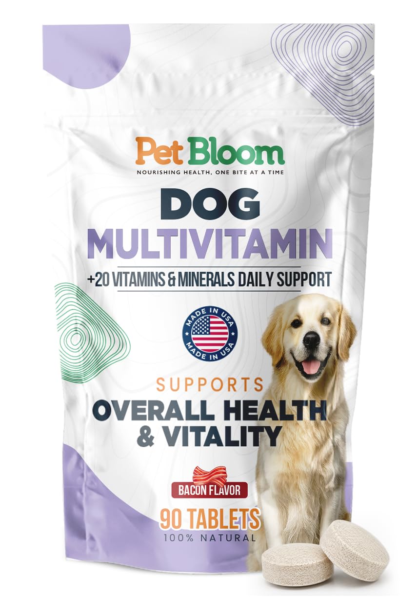 20-in-1 Dog Multivitamin, 90 Bacon Flavored Chews - Daily Dog Vitamins and Supplements for Immune Health, Skin & Coat, Energy and Strong Bones - Chewable Multiv