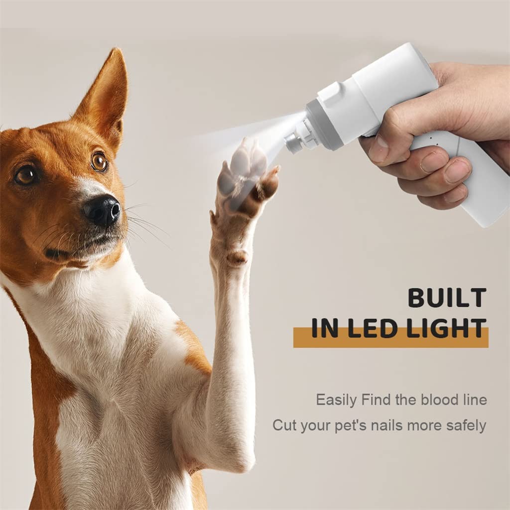 Aseo de mascotas sin esfuerzo con molinillo eléctrico de uñas para mascotas de bajo ruido, cortaúñas LED recargable con recortadora USB para un cuidado suave y seguro de las patas