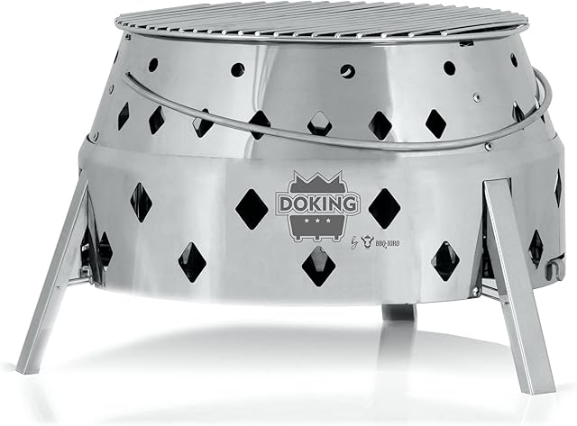 BBQ-Toro Grill typu Dutch Oven "Doking" ze stali nierdzewnej, składany Ø 34 cm, składany grill 3 w 1 do 9 QT, idealny jako stacja Dutch Oven, palenisko, grill kempingowy, grill na węgiel drzewny
