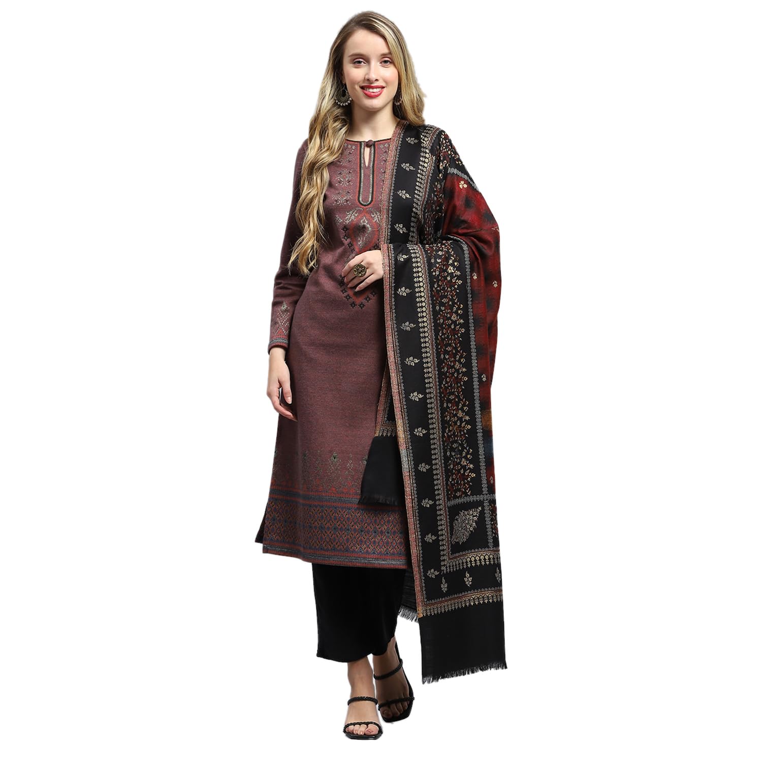 Monte Carlo Womens Self Design Shawl (224SHW6876)-picture-25
