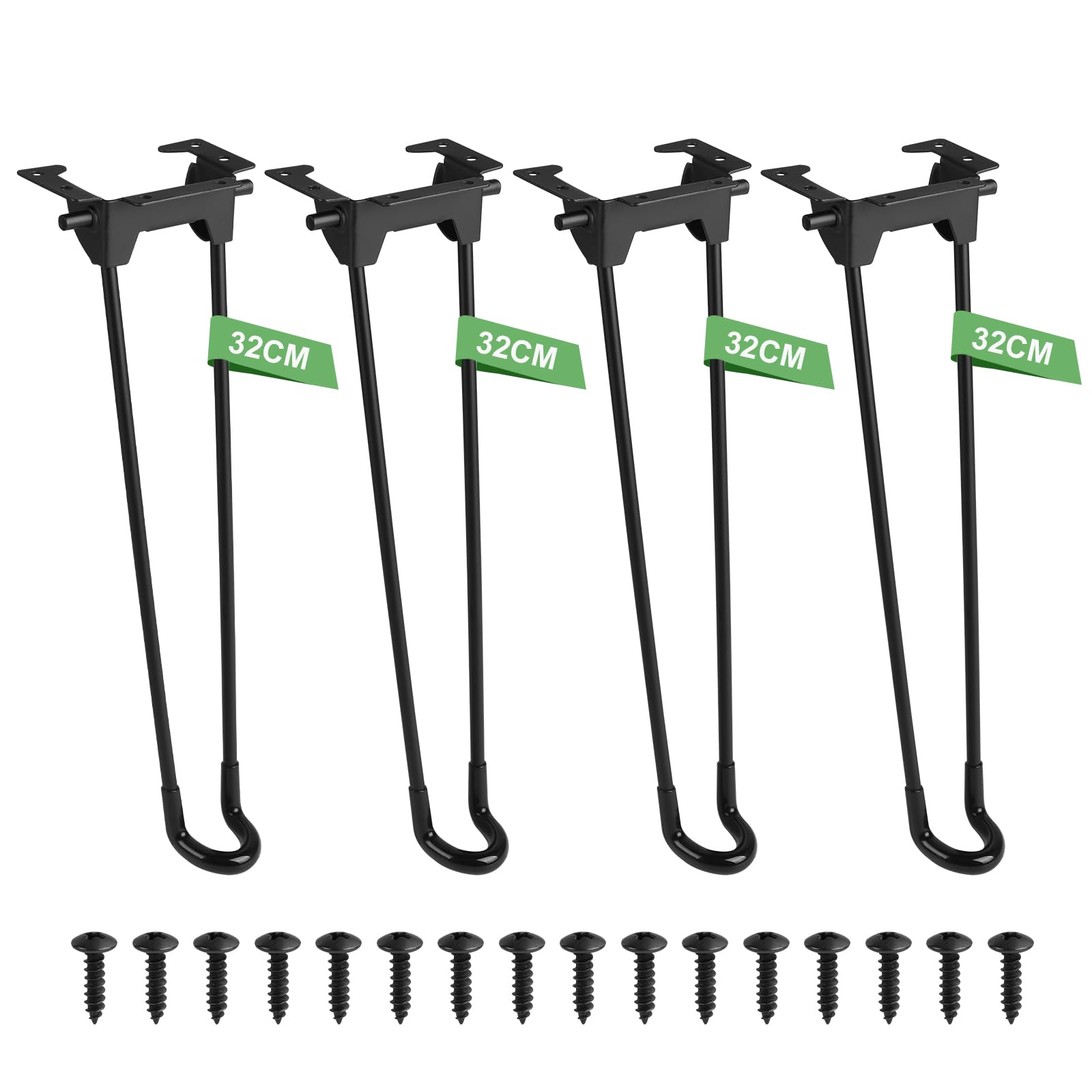 SUPAWAY Pack of 4 Foldable Hairpin Table Legs, 32 cm, Hairpin Legs Black Hairpin Table Feet, Foldable Coffee Table Legs