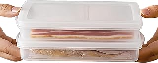 2 Pack - Bacon Keeper, Plastic Airtight Deli Meat & Sliced Cheese Food Storage Containers with Lids for Refrigerators & Freezer, BPA - Free, Meal Prep - Right - Sized for Everyday Storage