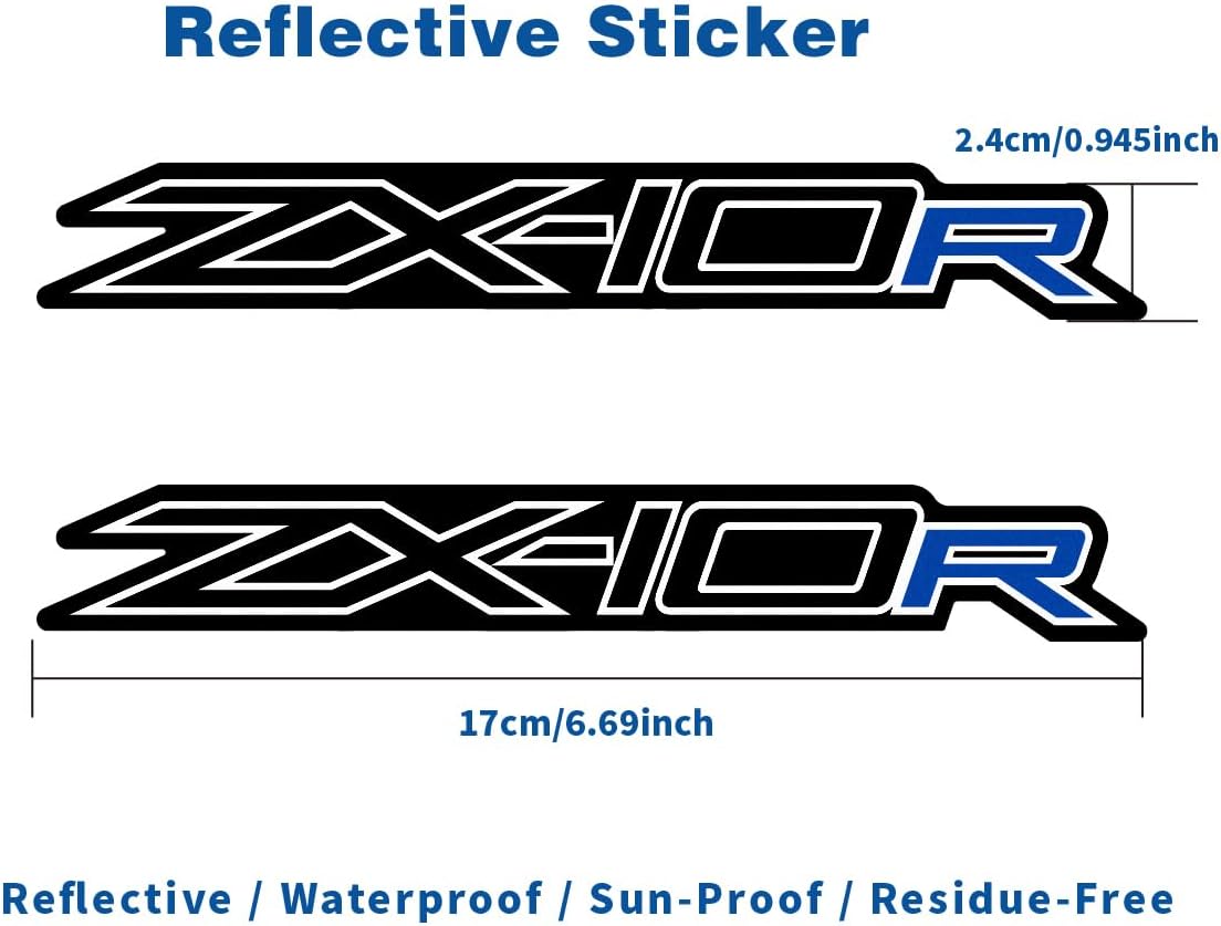 Motorcycle Reflective Flexible Vehicle Sticker Decorative Vinyl Bumper Sticks Gas Fuel Tank Badge Emblem Decals Sticker Compatible with Kawasaki ZX-10R ZX10 Blue