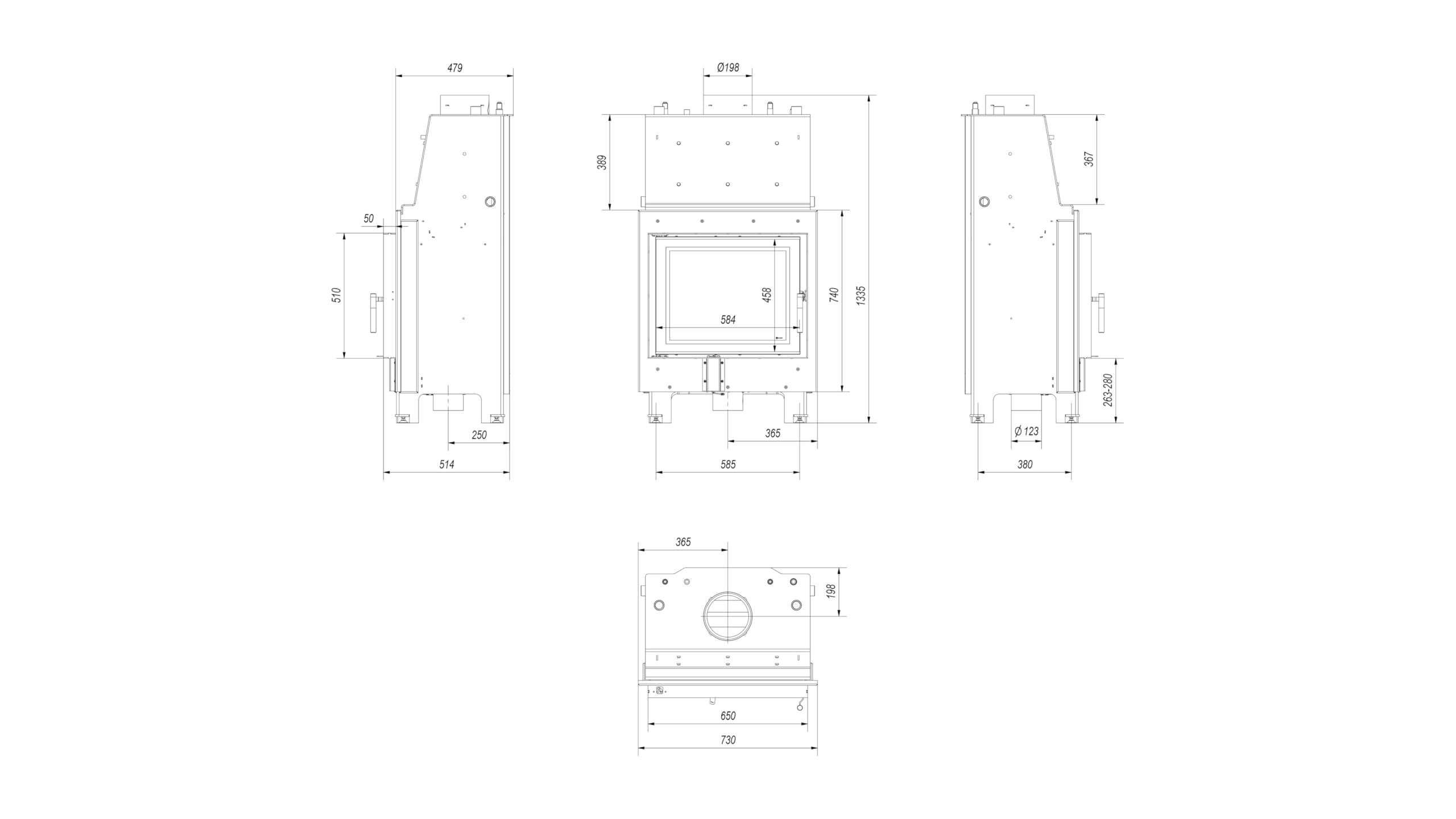 KRATKI Termocamino a legna MBZ 13 kW Ø200 A+ Ecodesign alta efficienza