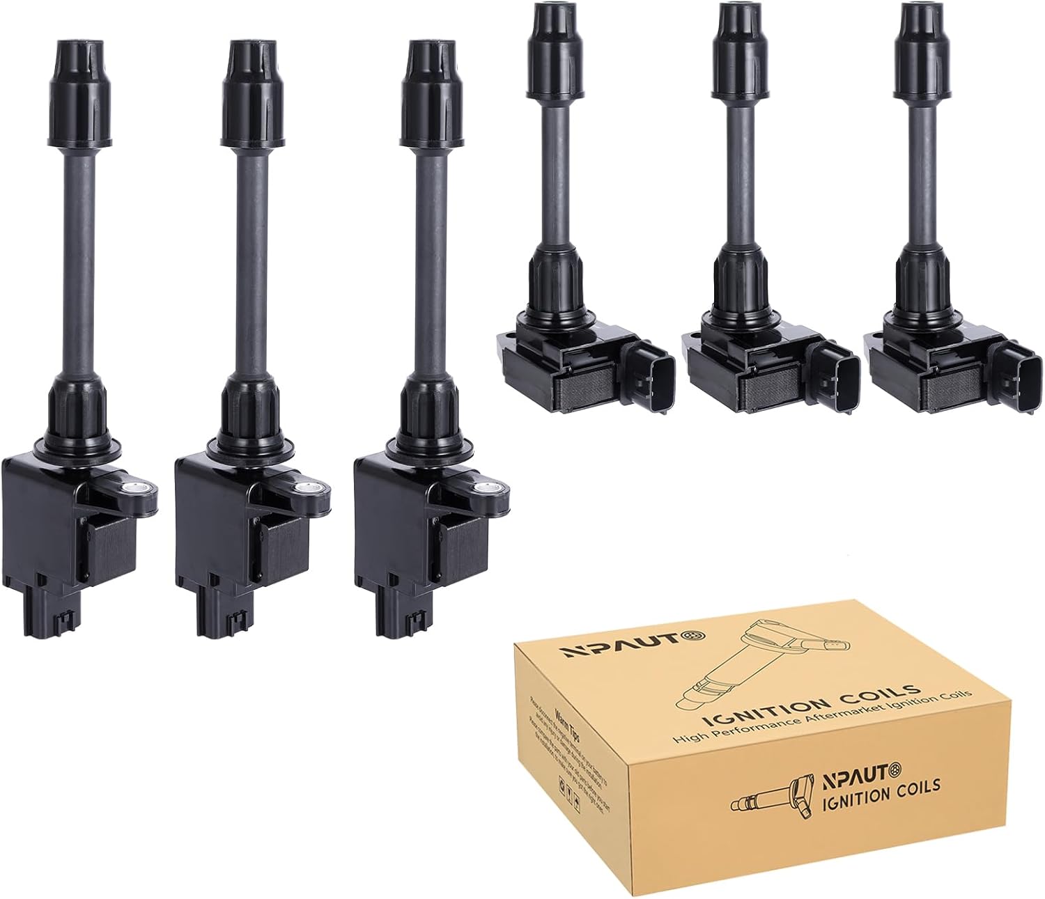 NPAUTO Ignition Coil Pack Front Rear Replacement for 3.0L V6 2000 2001 Infiniti I30/Nissan Maxima UF348 UF363 C1266 C1267, Set of 6