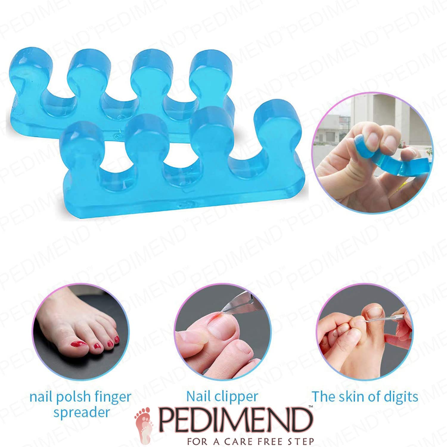 Pedimendtm silicone gel per dita (colore blu) | yoga per dita | toe divisori per alluce valgo | per dita | crampi ai piedi o crampi Toes | Ideale per ballerini & Yogis | unisex | Foot Care