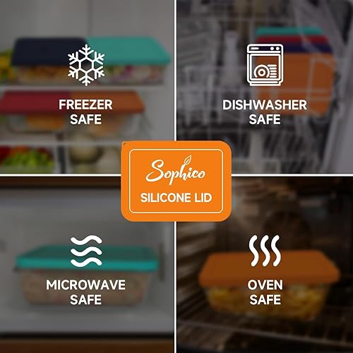 Miniatura 4 de Sophico Tapa rectangular de almacenamiento de silicona para 11 tazas de repuesto para cuencos de vidrio Pyrex 7212-PC, recipiente no incluido