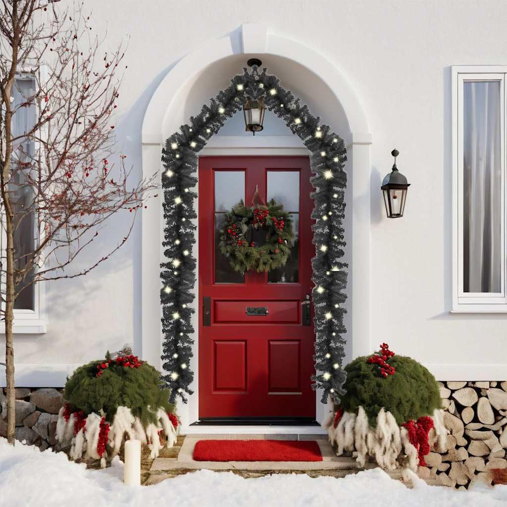 HaoChrymec Ghirlanda natalizia decorativa con 150 LED in PVC, nero, 10 m