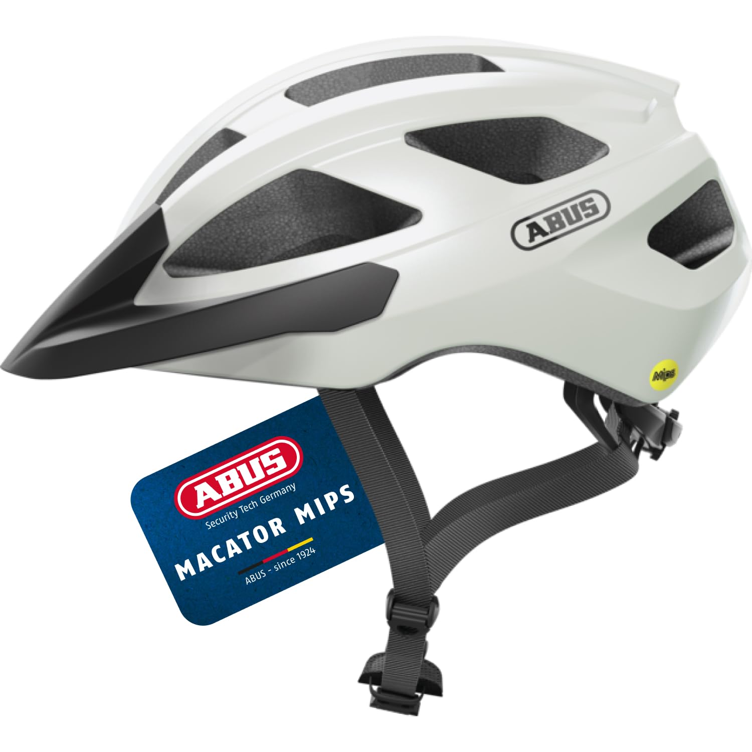ABUS Rennradhelm Macator MIPS - Fahrradhelm für Einsteiger mit Schirm - geeignet Zopfträger - Damen und Herren - Weiß, Größe S, S (51-55 cm)