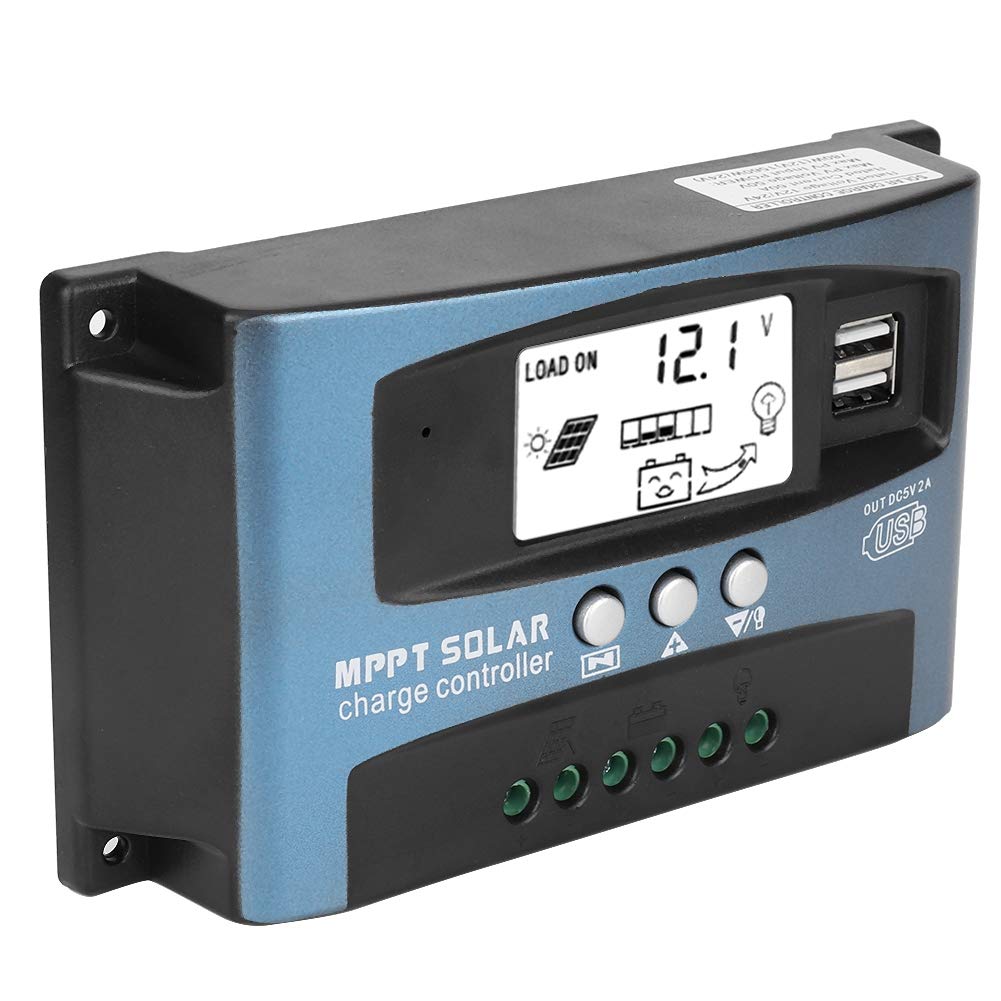 Kontroler ładowania Fydun MPPT, płytka PCB, podwójny kontroler USB do panelu słonecznego 12 V / 24 V, wyświetlacz LCD, automatyczny kontroler akumulatora 40/50/60 / 100A