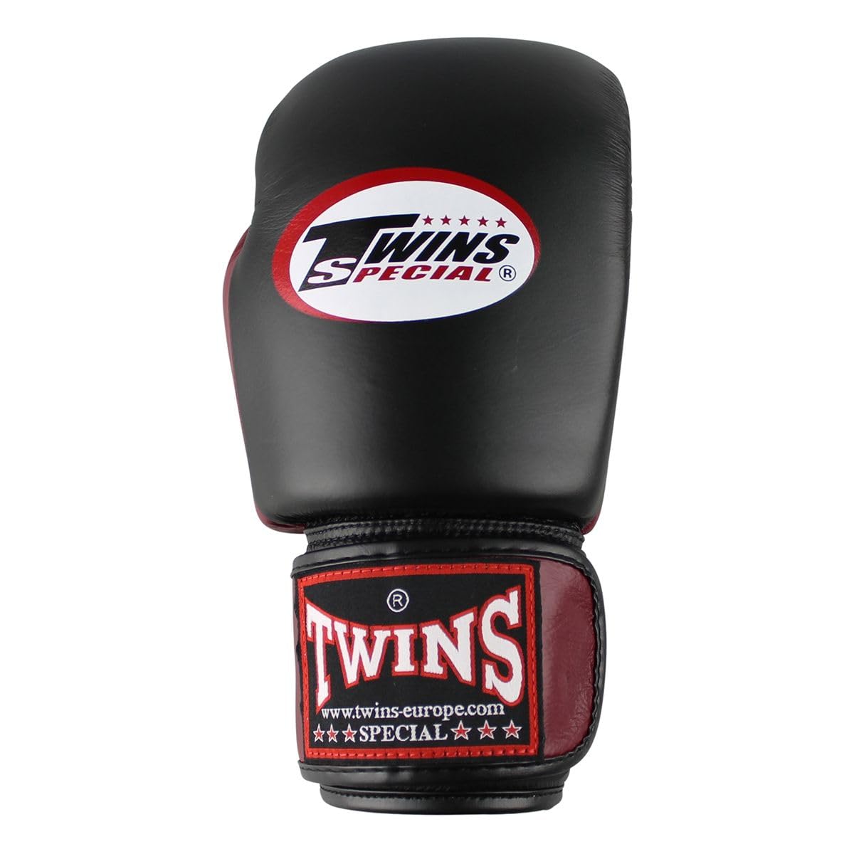 Twins Special BGVL 3 Guantes de Boxeo - Cuero Genuino - Negro/Rojo Vino - 12 oz