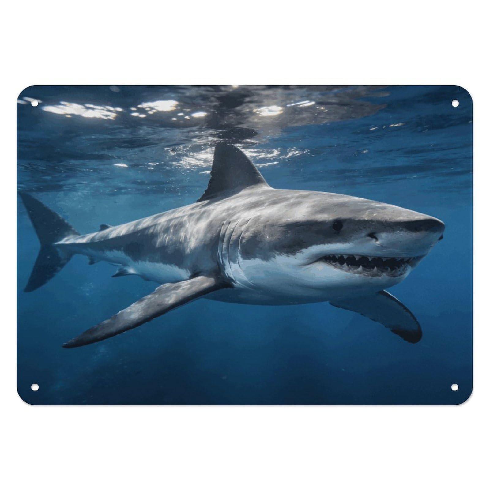 Fekiloot Style Great White Shark Wall Decor Iron Painting Metal Sign