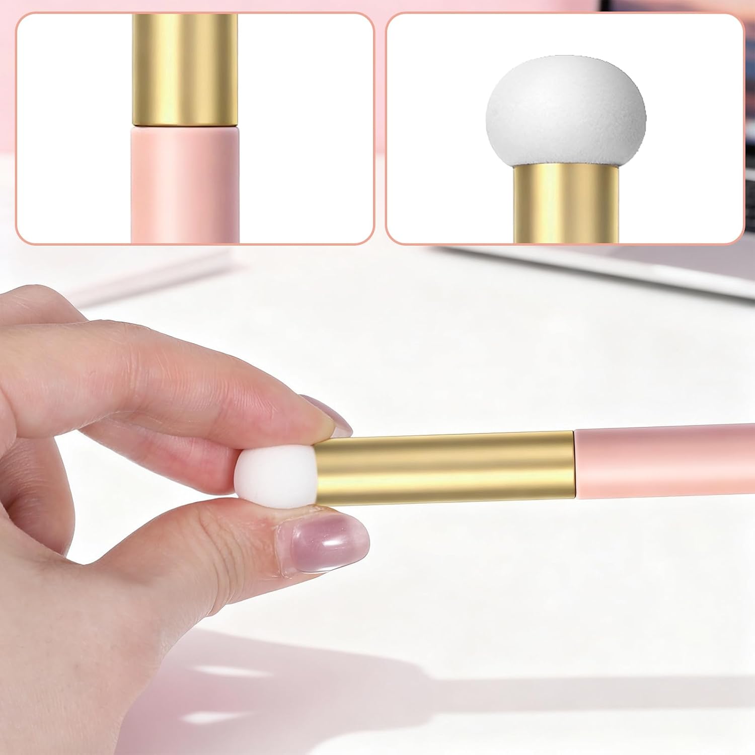 5 Pcs Foundation Sponge Powder Brush, Mushroom Makeup Sponge Brush with Handle Concealer Sponges Brushes Eye Makeup Applicator Round Head Brightening Brushes for Women Girls