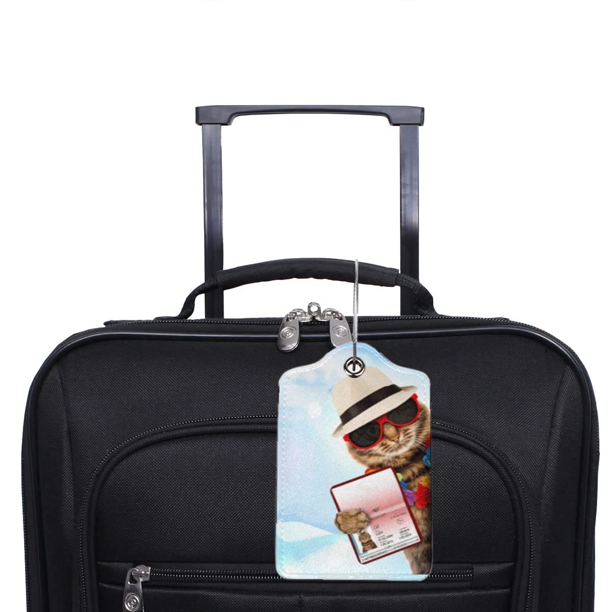 3 Étiquettes Bagages Chat Mignon - Étiquettes Valise PVC Durables Avec Carte Identité