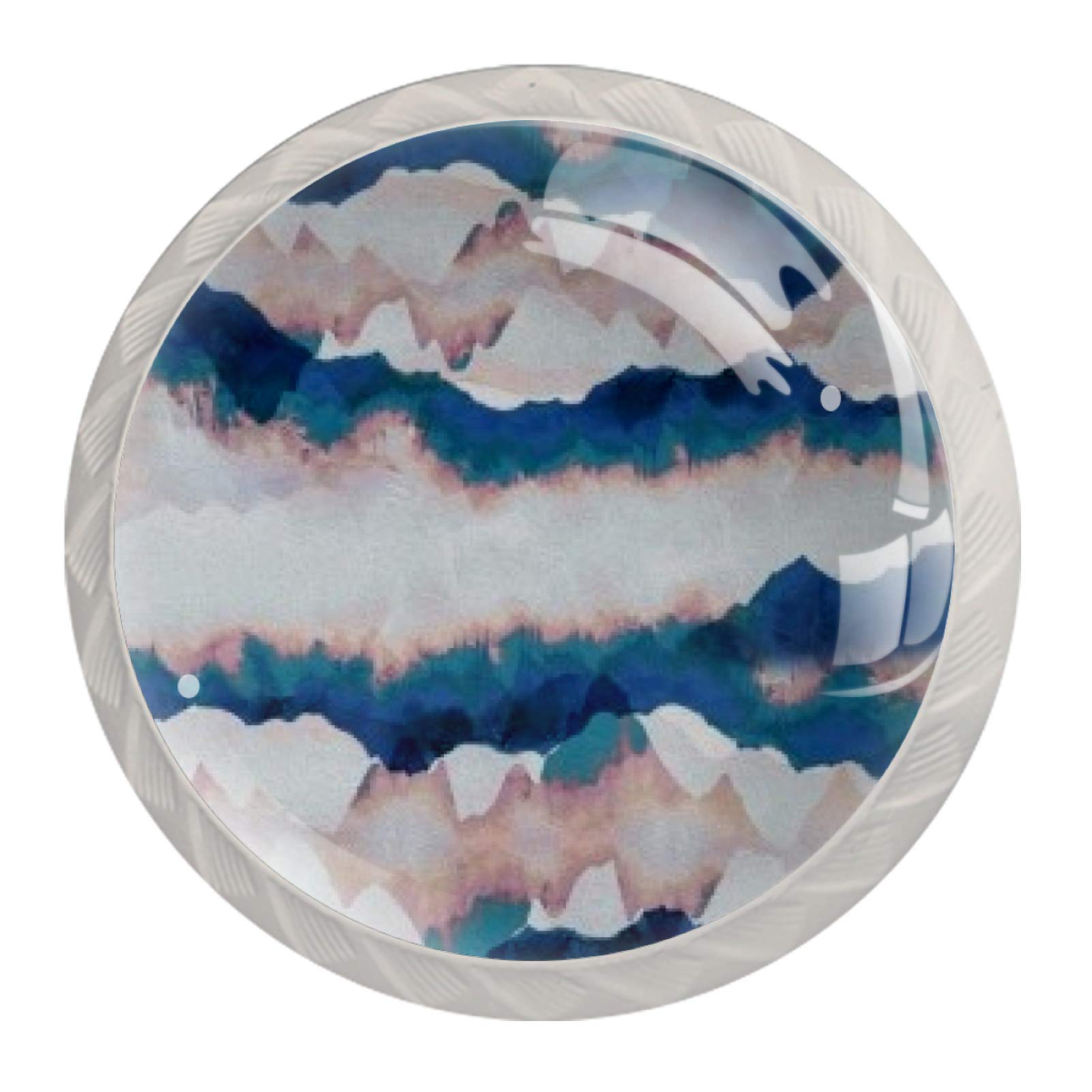 DEYYA 4 Pcs Yunshan Chaos Crystal Glass Drawer Knob Pull Handle Ergonomic 30mm Circle Furniture Cabinet Handle for Kitchen Dresser Cupboard Wardrobe