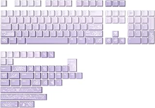 YUNZII Purple Butterfly Dye Sub PBT Keycaps,141 Full Keys PBT Custom Keycaps with Key Puller for Cherry Gateron MX Switches Mechanical Gaming Keyboard (Cherry Profile, Purple Butterfly)
