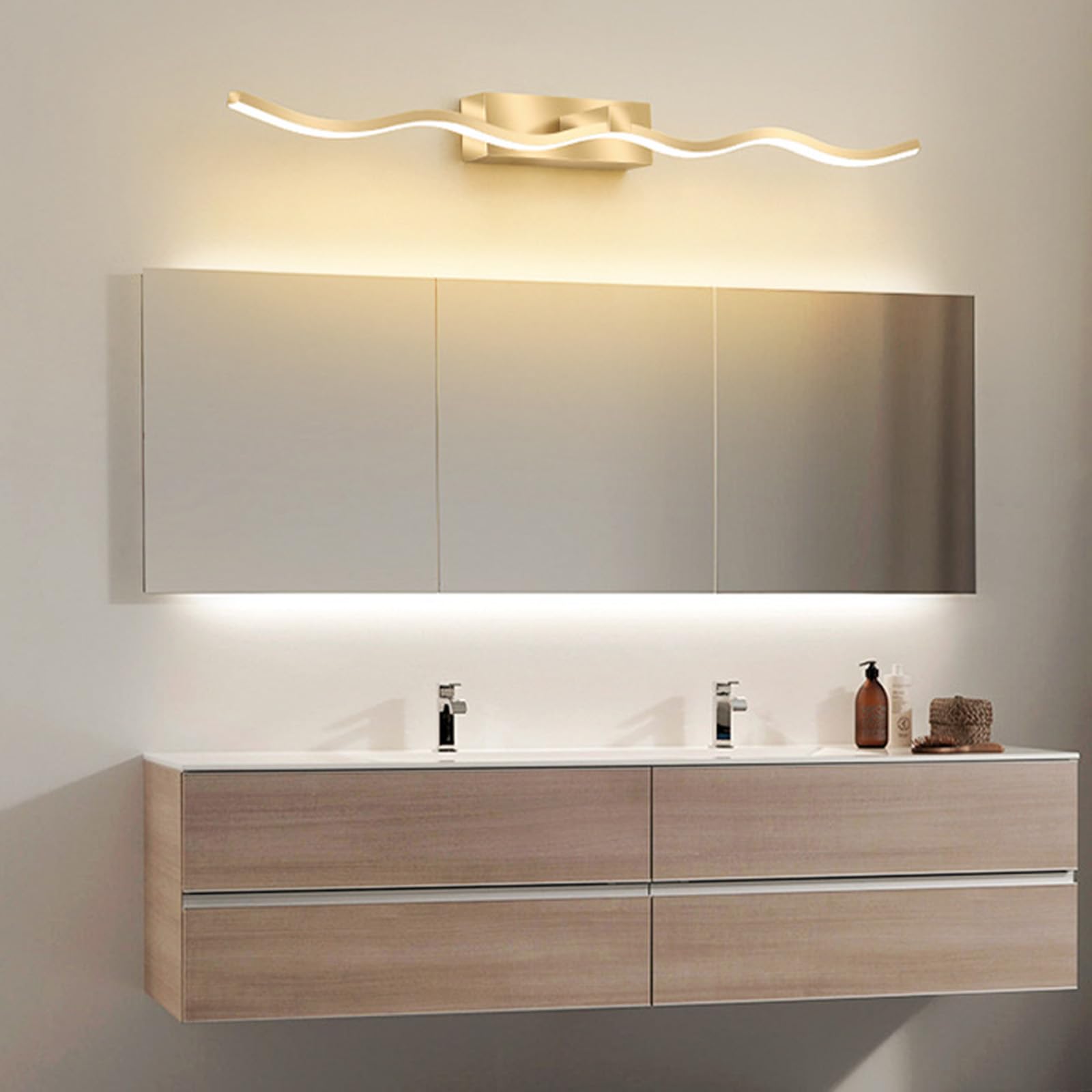 LED Lampada da Specchio per Bagno Applique da Parete con Telecomando Dimmerabile Iluminazioni per Pareti Moderna Impermeabile Luce da Parete Soggiorno Mobile Toilette (Oro,120cm)