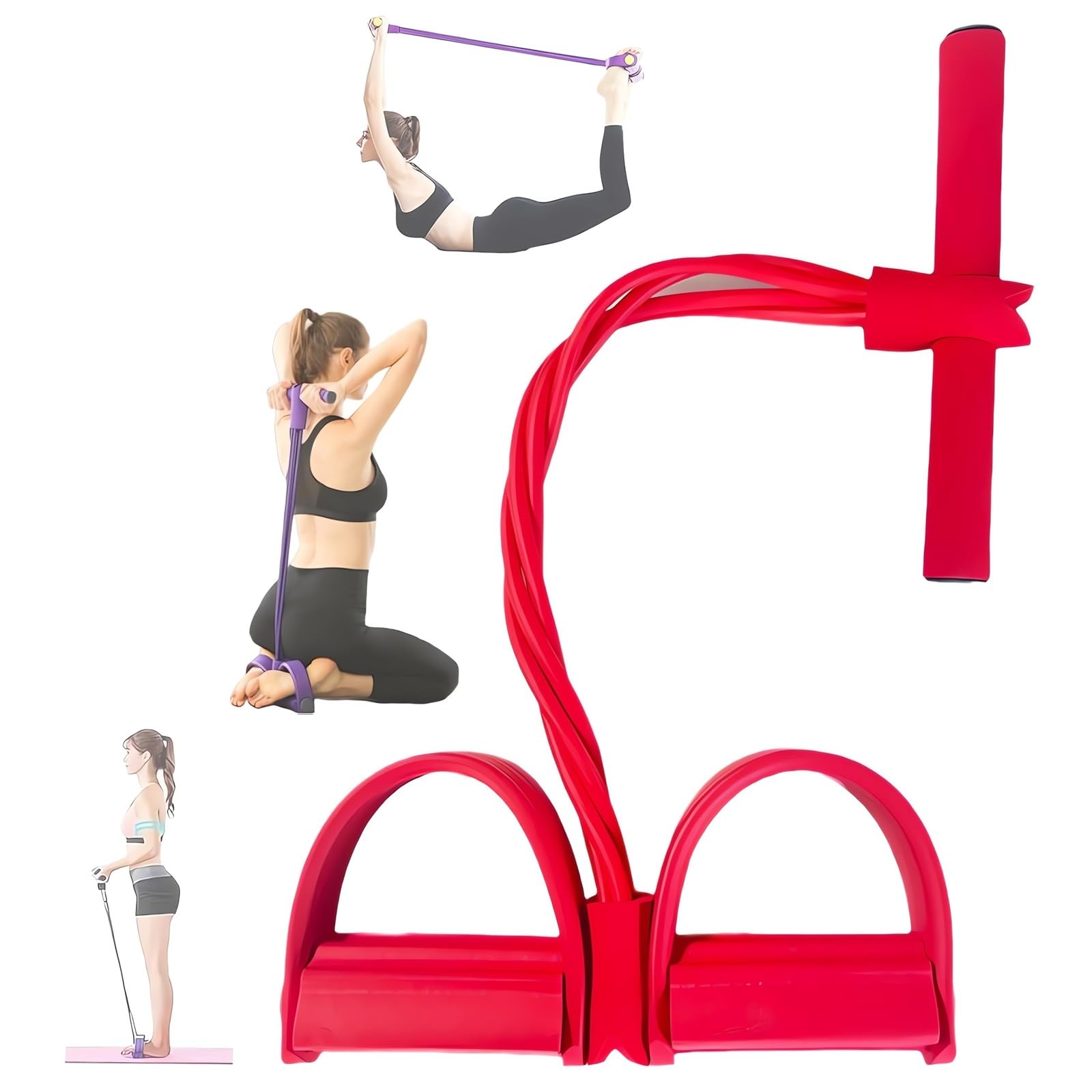 21 bandas de resistencia de fitness, extractor de tobillo con pedal de 4 tubos, bandas de ejercicio con asas, bandas de ejercicio para entrenamiento de brazos y pesas de brazo, equipo de ejercicio