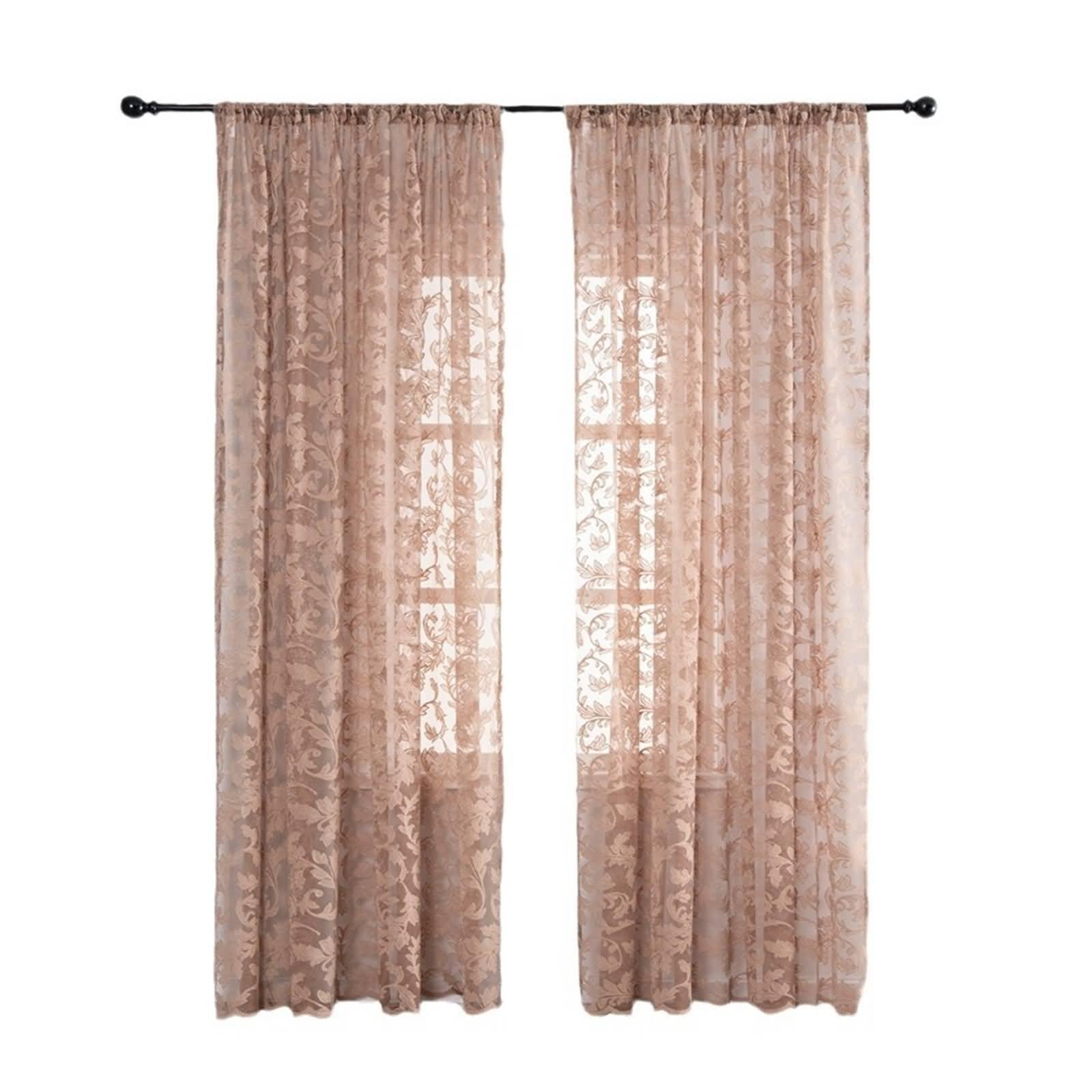 Dekoracyjne zasłony, zasłony zaciemniające z poliestru, jasna kawa z gałązkami liści wzór 102 cm x 228 cm (szer. x wys.) - 2 szt
