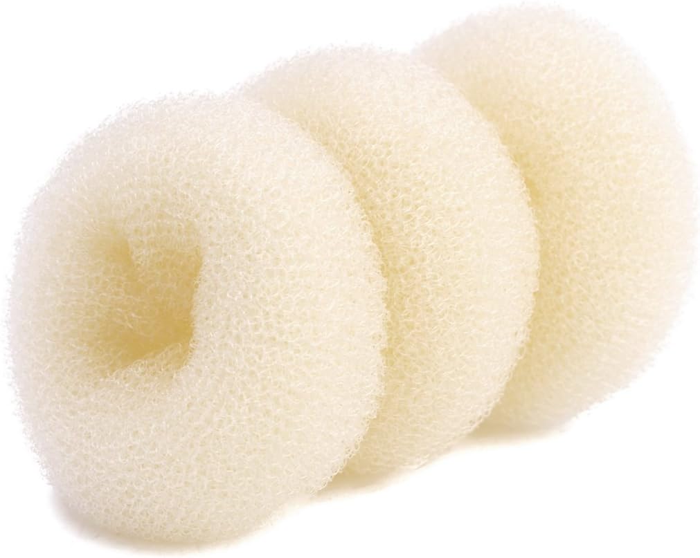 AJOY 3 Pcs Mini Size Blonde, Small Bun Maker for Kids, Sock Bun Donut for Thin Hair, Doughnut Bun Form Toddler for Girls, Dance, Child, Ballet, Ballerina Etc., 2-2.6 Inch