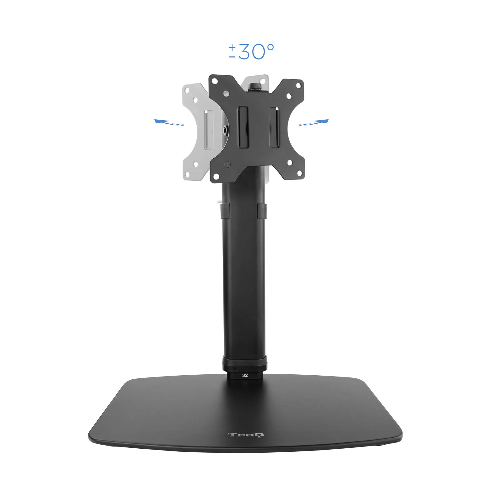 TooQ DB1127TN-B - Supporto da tavolo con regolazione in altezza per schermi da 17” a 27”, colore nero