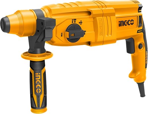 INGCO RGH9028 800W Rotary Hammer Drill 1200 RPM Speed 26mm Chuck Corded Electric Drilling for Home Brick Metal Chiselling ...