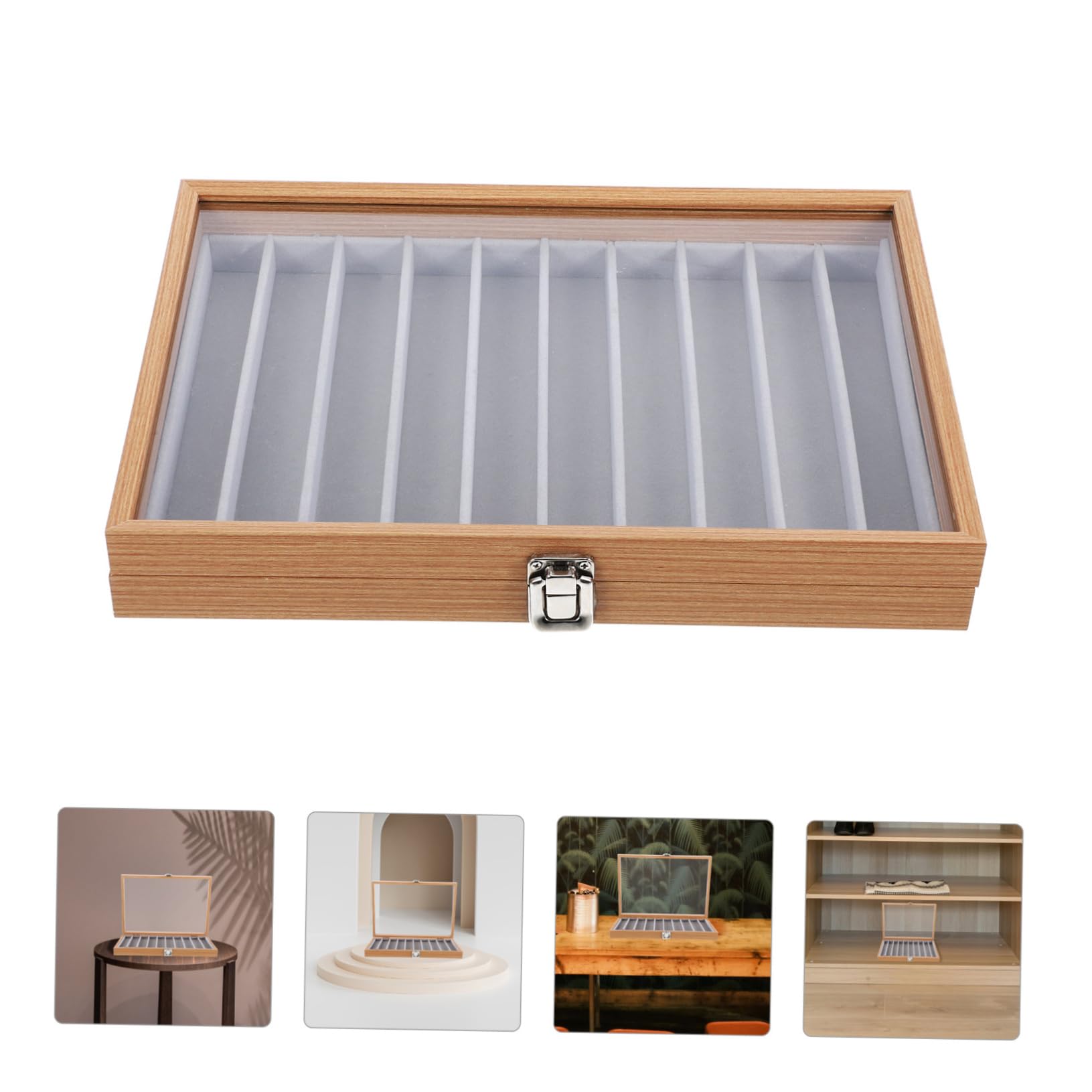 Schmuckkasten mit 10 Fächern und Glas für Halsketten | Platzsparend, Schützt Schmuck, Verhindert Verheddern, für Schrank und Zuhause, 1 Stück