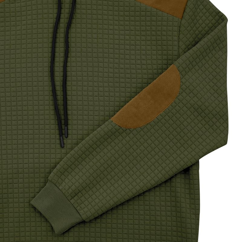 Men Waffle Plaid Hooded Sweatshirt Jacquard Color Matching Hoodie Sweatshirt Loose Fit Fashion Pullover Winter Hoodie3