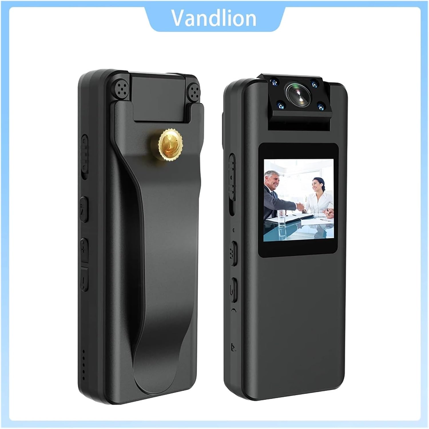 Front and side view of the VCHICS A22 Mini Body Camera