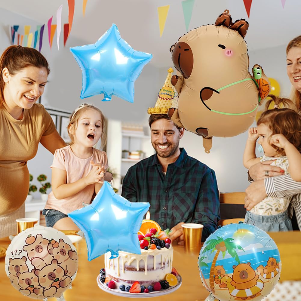 5 Capybara Geburtstag Luftballons – Folienballons Set Mit Cartoon-Motiven Für Kinderparty
