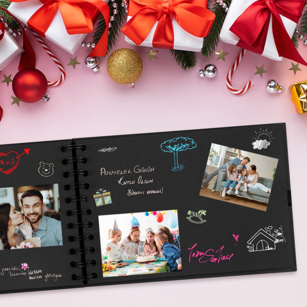 Aolso Album Photo Scrapbooking DIY 30 Pages Noires, Souvenir DIY, 21,5 x 15 cm, Spirale Fait Main Bricolage Livre de Mémoire, Album de bébé, Scrapbooking, Noir