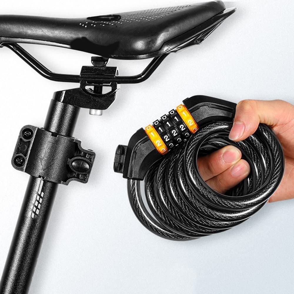 Lucchetto per Bici con Password Digitale, Combinazione a 4/5 cifre, antifurto Portatile, autoavvolgente, per Moto da Montagna, antifurto per Esterni