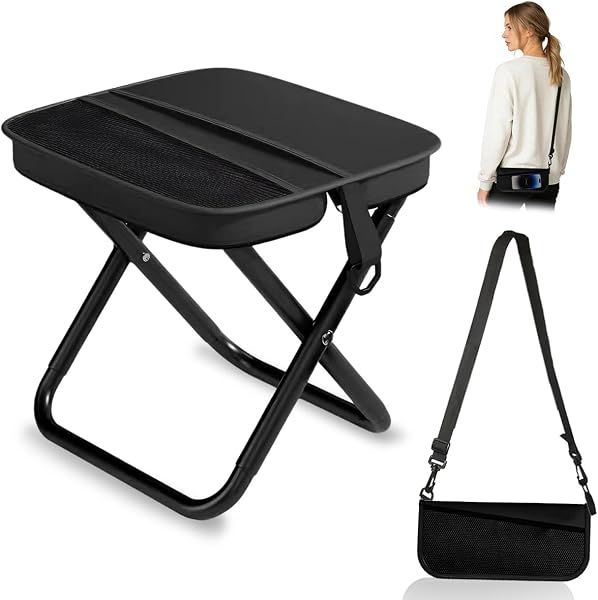 Sgabello Pieghevole Portatile, Sedia Pieghevole Campeggio con Cinghia e Borsa, Sgabello Pieghevole Portatile, Leggero Sgabello da Pesca per Campeggio, Viaggi, Escursionismo e Attività All'aperto - 1
