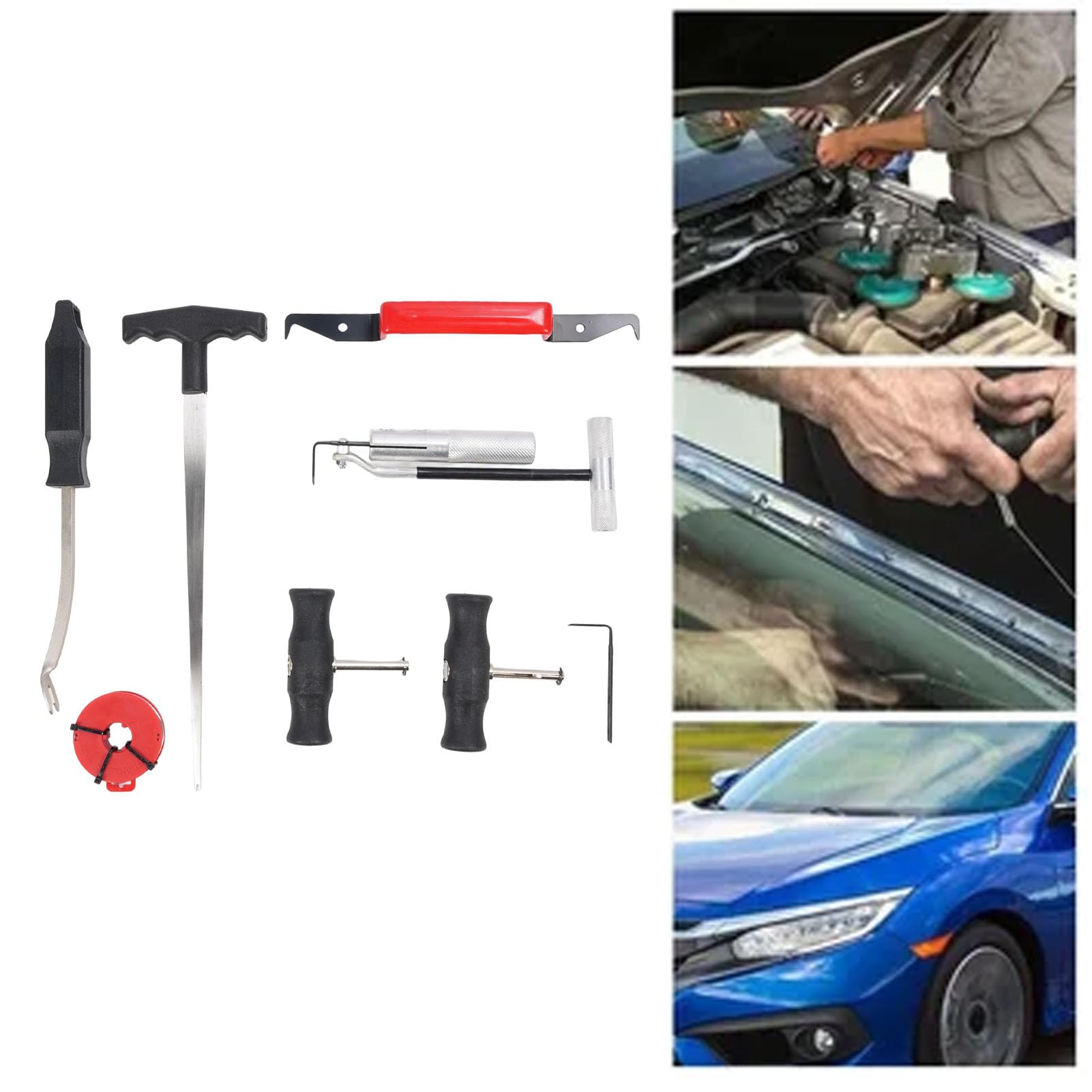 8pcs Zestaw Narzędzi do Usuwania Przedniej Szyby, Automotive Wind Glass Usuwanie Narzędzia do Usuwania Przedniej Szyby dla Samochodów Lekkie Ciężarówki