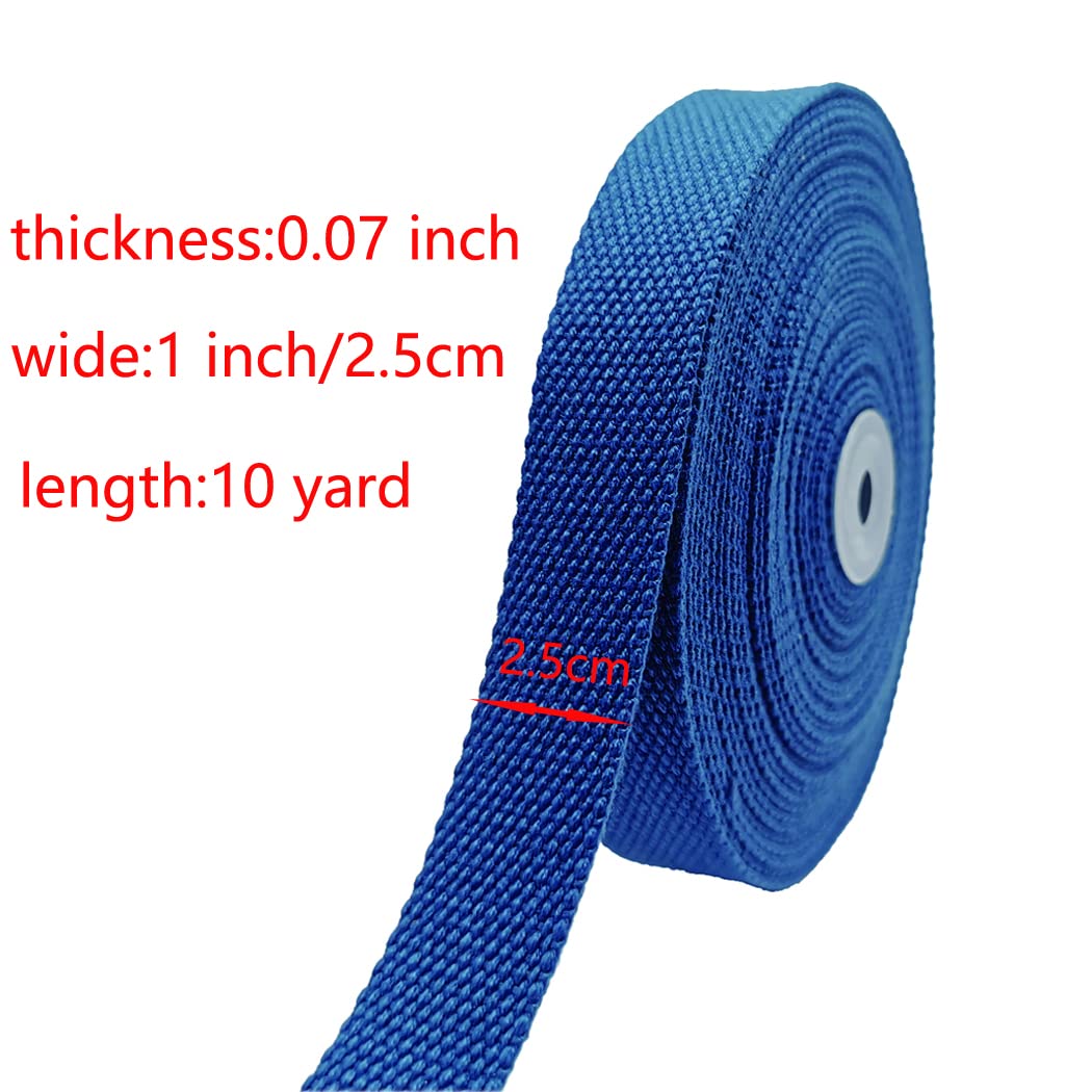 Heavy Cotton Webbing 1 Inch Wide 10 Yard Polyester Cotton Webbing Strap for Webbing Bag Handles, Bag Strap,Tote Bag Webbing?Cloth Belt,Making Outdoor Supplies (Navy Blue)