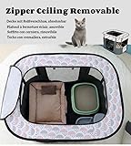 Floving Tragbare Hundehütte Haustierzaun Faltbarer Haustier Laufstall Rechteckig Kreißsaal Katzenbett Katzenhöhle Katzenhütte Welpenhaus Zwinger Geschlossenes Haustierzelt (S/70 * 50cm, Grau)