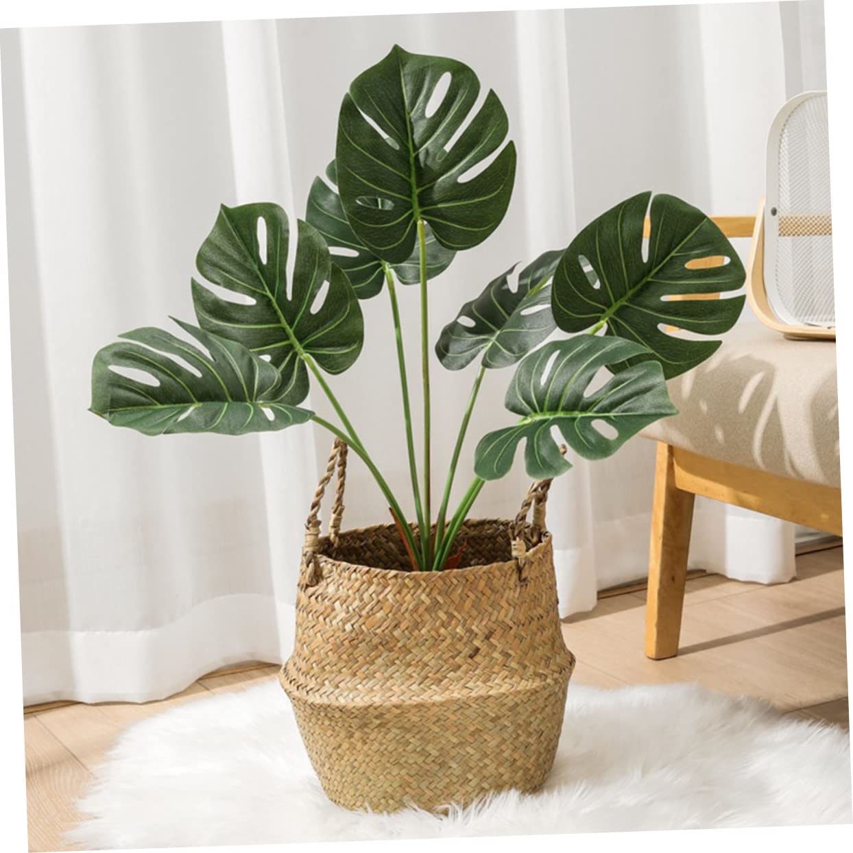 Cabilock 3stücke Künstliche Monstera Realistische Dekoration Für Wohnzimmer Hochzeit Wiederverwendbare Grüne Pflanzenornamente Für Innenräume Köpfe Im Bund