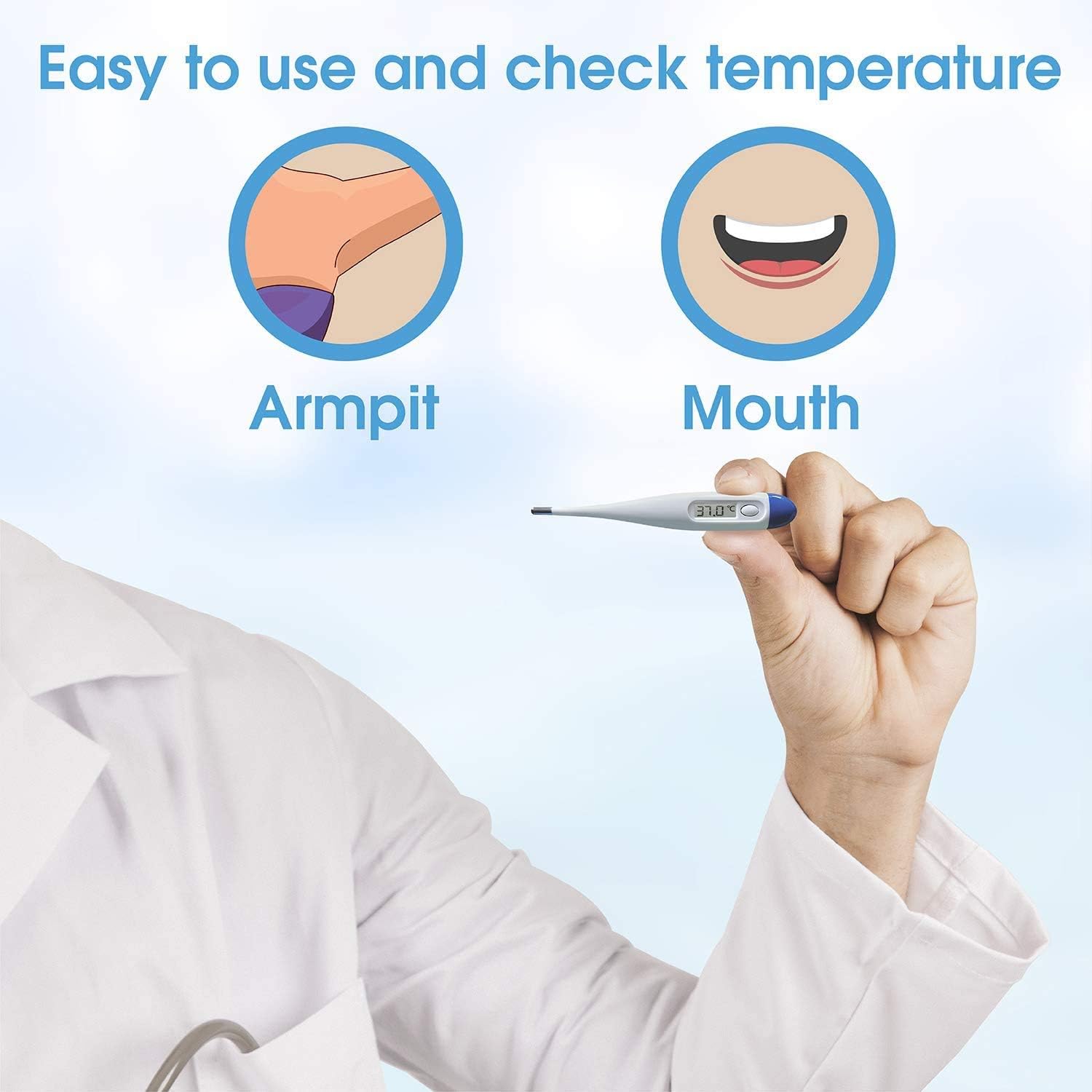 BUMAPO Waterproof Digital Body - Highly Accurate and Fast Readings Basal Body for Baby and Adult - 1/100th Degree High Precision : Health & Household