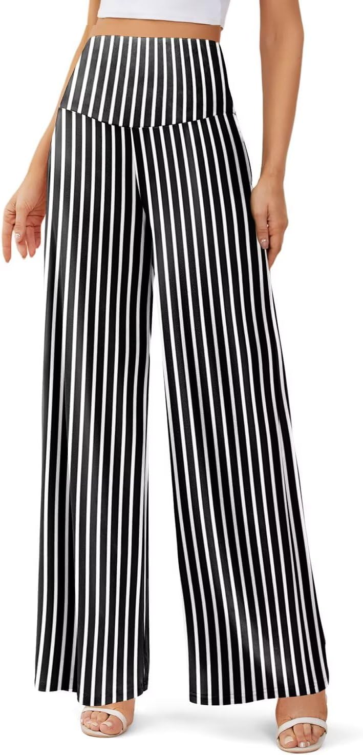 JZC Women's Palazzo Lounge Pants Stretchy Wide Leg Casual Pants Comfy High Waist Flowy Pants S-3XL - Image 5